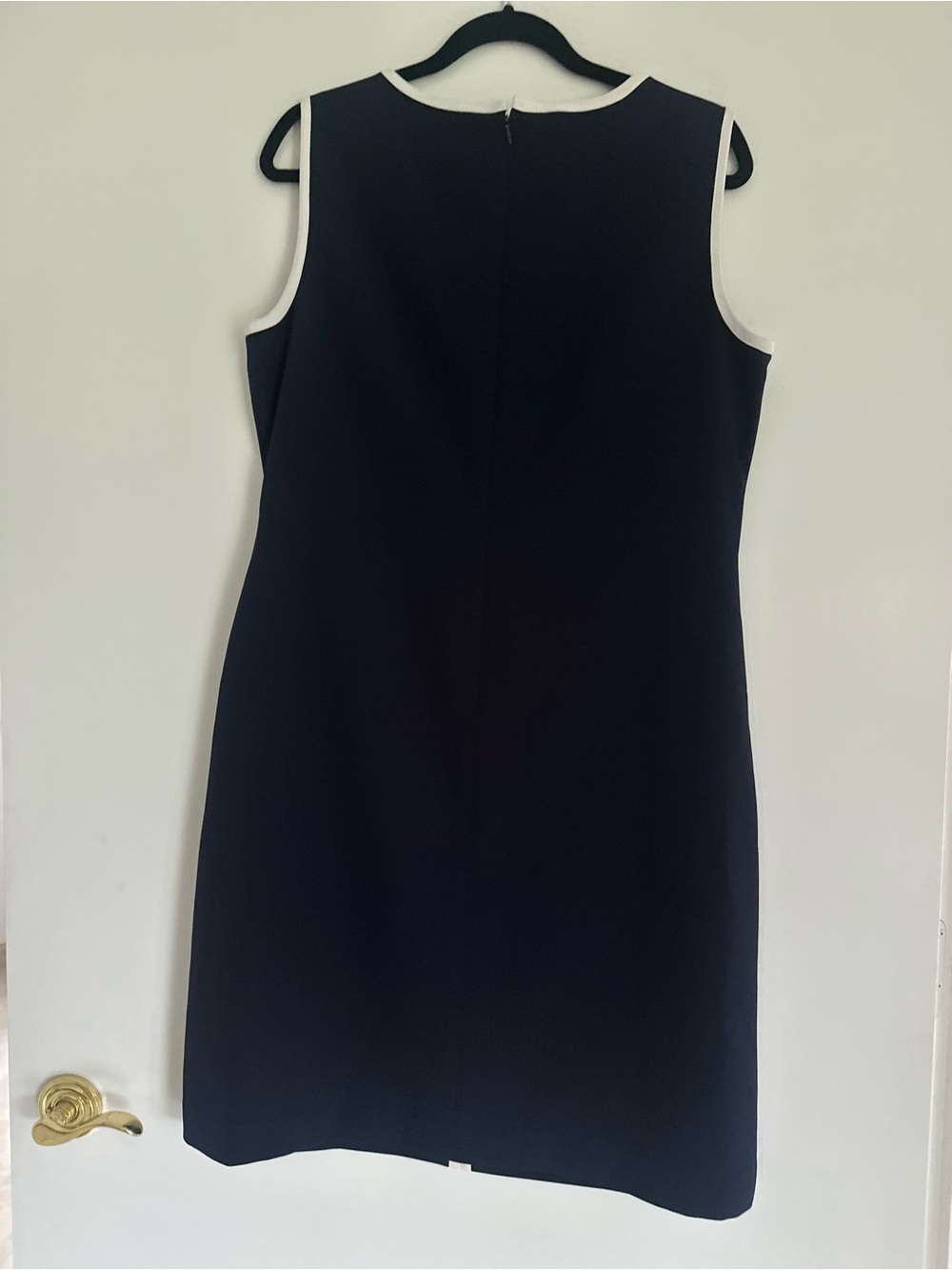 Women's Navy Midi Dress with White Contrast Trim - Picture 4 of 4